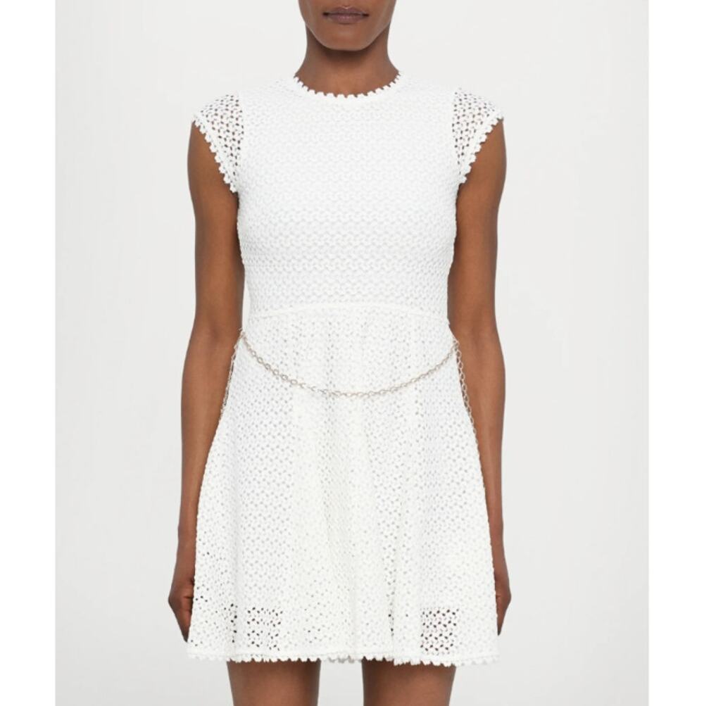 Maje Women's White Ricochala Crochet Mini Day Dress Size 36 | Small